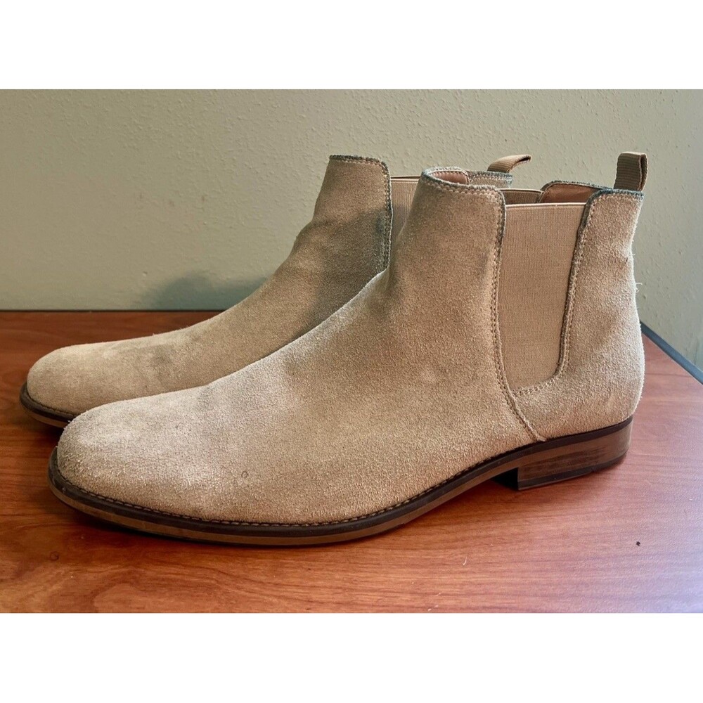 Sonoma Mens 13 Medium Tan Chelsea Boots Pull On Casual Faux Suede Shoes